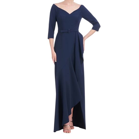 Kay Unger Dress Isolde Column gown navy blue size 8 - Picture 1 of 8